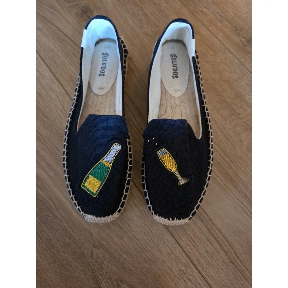 Soludos Cheers Smoking Slippers in Black Size 6.5